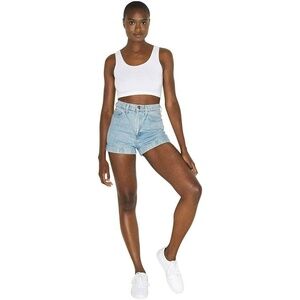 American Apparel Denim High Waist Cuffed Shorts